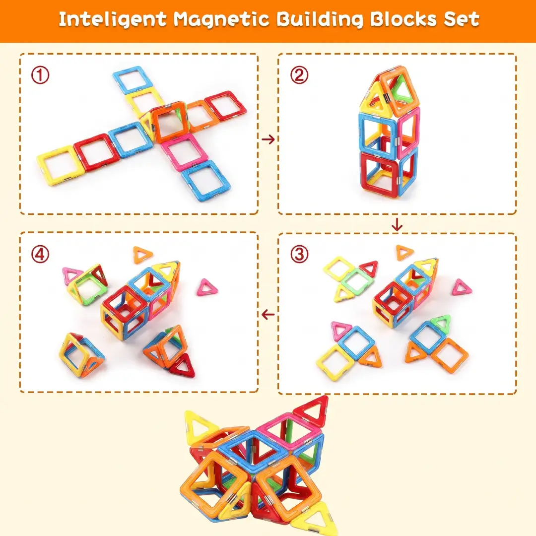 COODOO Magnetic Blocks Tough Tiles Starter Set – STEM Building Toy for Kids image 3