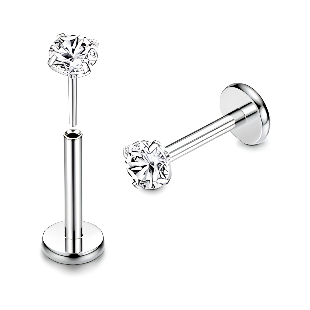 G23 Titanium Threadless Labret Stud for Lip Tragus Monroe Piercing