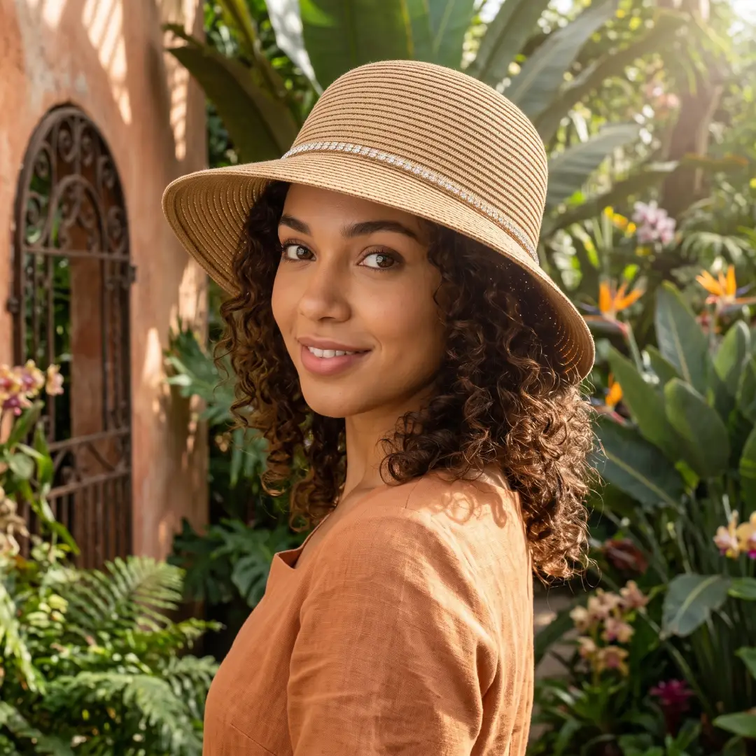 Women's UPF 50 Wide Brim Straw Sun Hat image 4