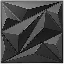 Art3dwallpanels 33 Pack 3D Wall Panel Diamond for Interior Wall Décor, PVC Flower Textured Wall Panels for Living Room Lobby Bedroom Hotel Office, Black, 12''x12'' Cover 32.Sq.Ft.