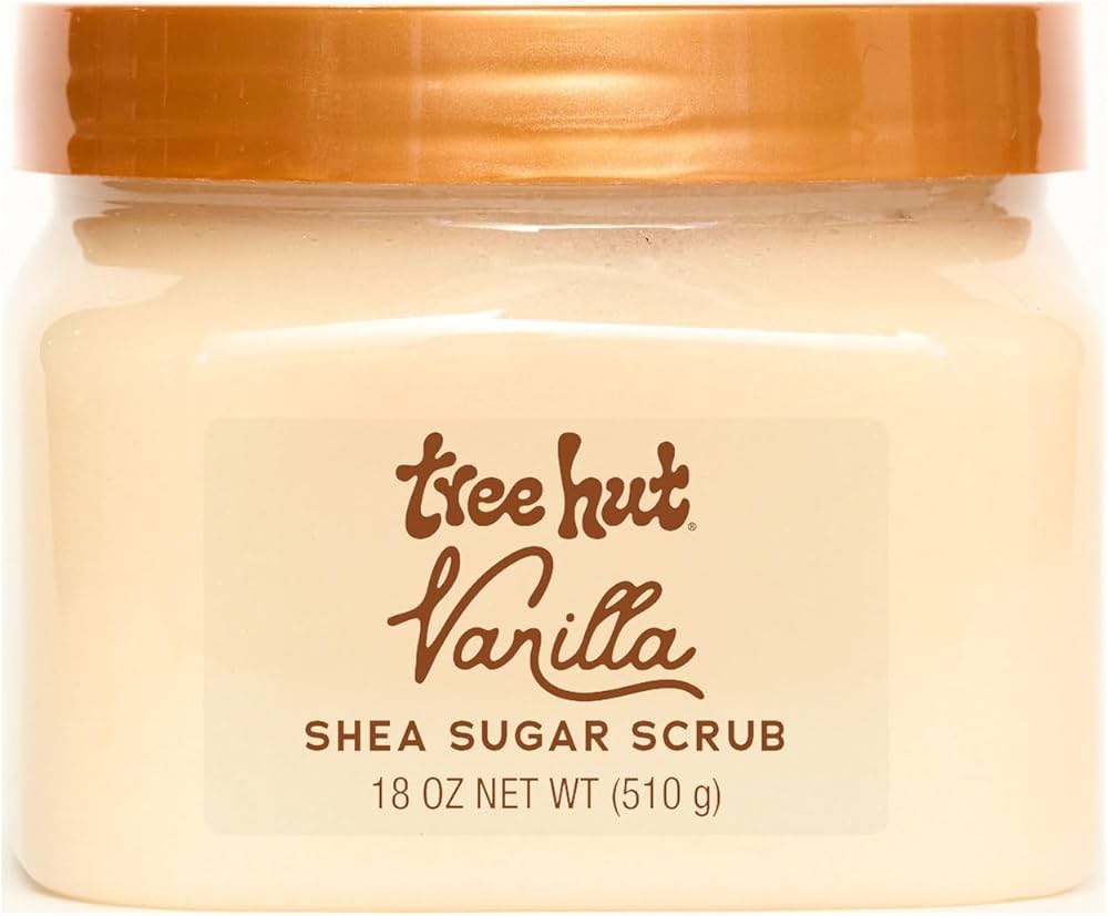 Tree Hut Vanilla Shea Sugar Scrub, Mothers Day Gifts, Exfoliating & Hydrating Body Scrub with Shea Butter & Essential Oils, Smooth Skin, For All Skin Types, Vegan, 18 oz