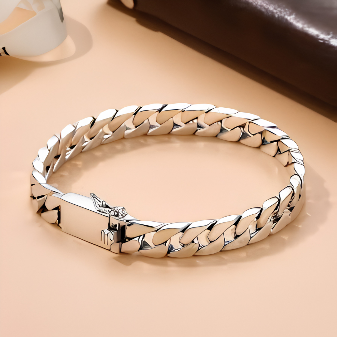 S925 Sterling Silver Bracelet 8mm Punk Jewelry for Men Women image 2