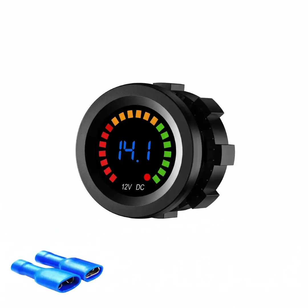 12V Car Digital Voltmeter Gauge Blue LED Display image 5