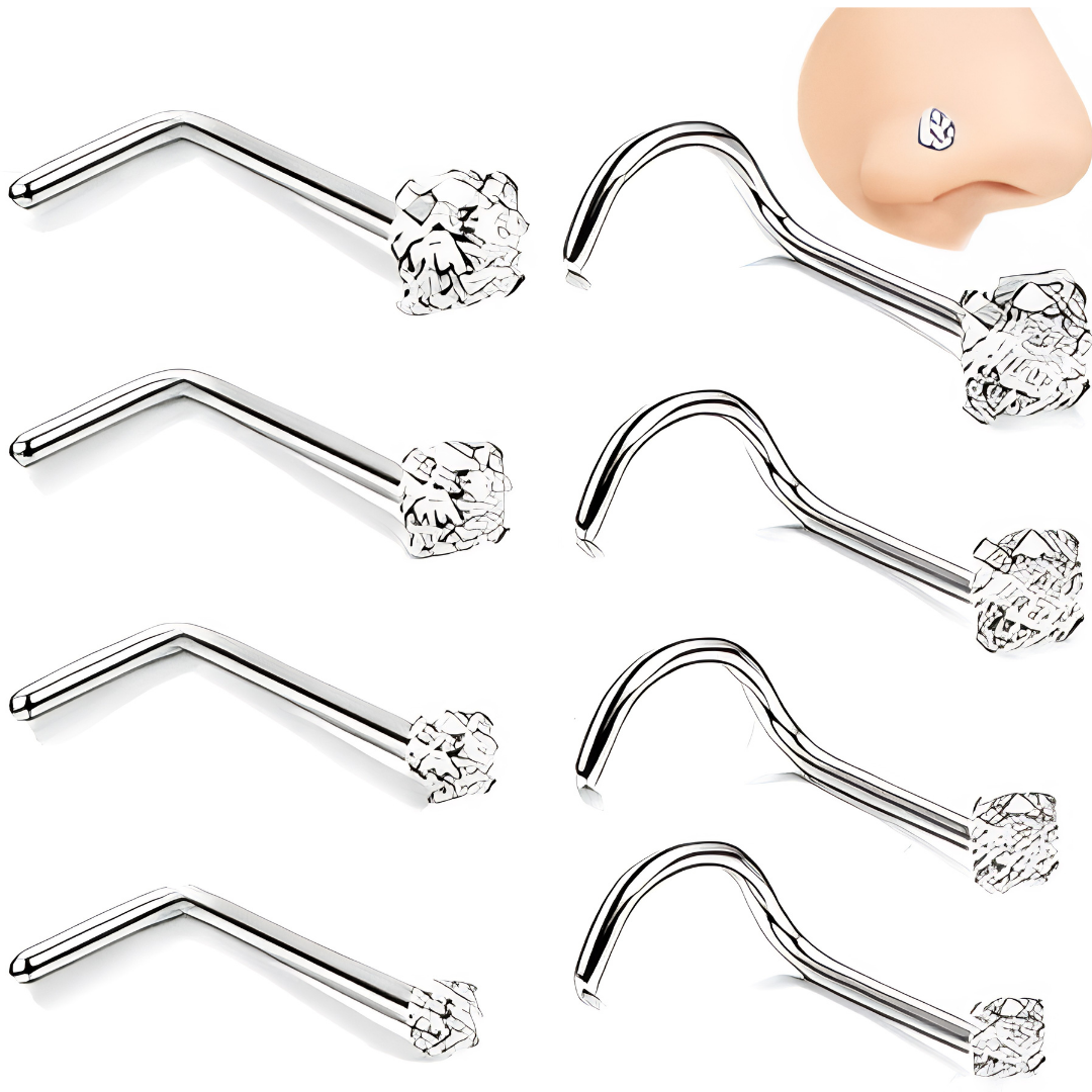 8 Pcs Hypoallergenic Nose Rings and Studs Set