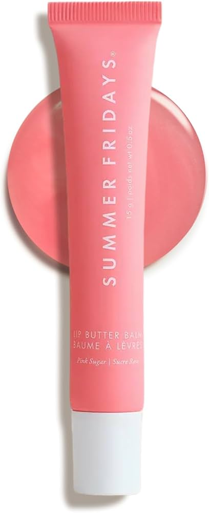 Summer Fridays Tinted Lip Butter Balm - Conditioning Vegan Lip Balm for Instant Moisture, Shine & Hydration - Sheer-Tinted, Soothing Skincare - Pink Sugar (.5 Oz)