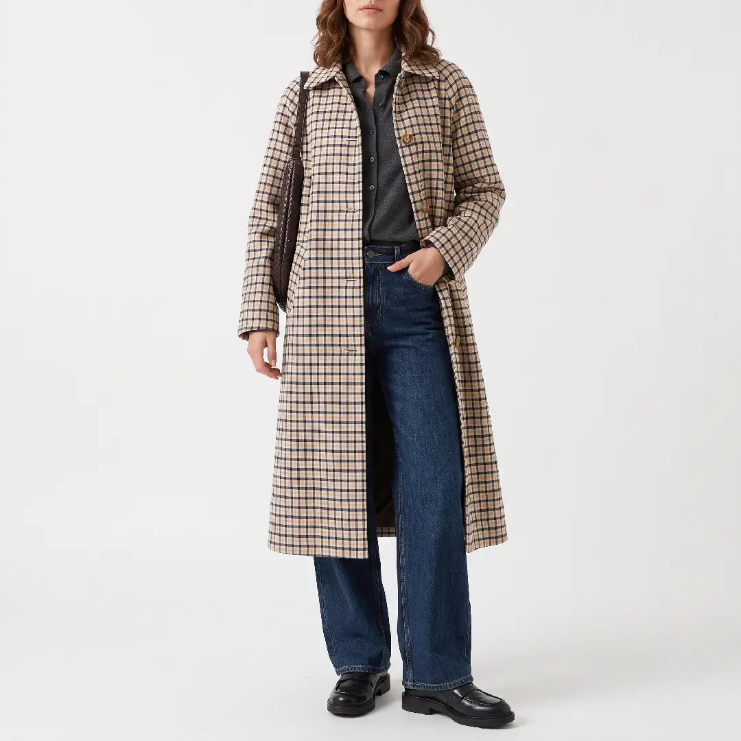 Cicy Bell Women's Plaid Trench Coat – Long Single-Breasted Fall Jacket image 11