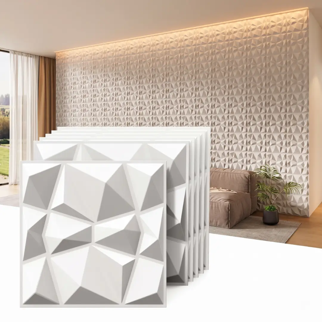 33 Pack Black 3D PVC Diamond Wall Panels 12x12 image 7