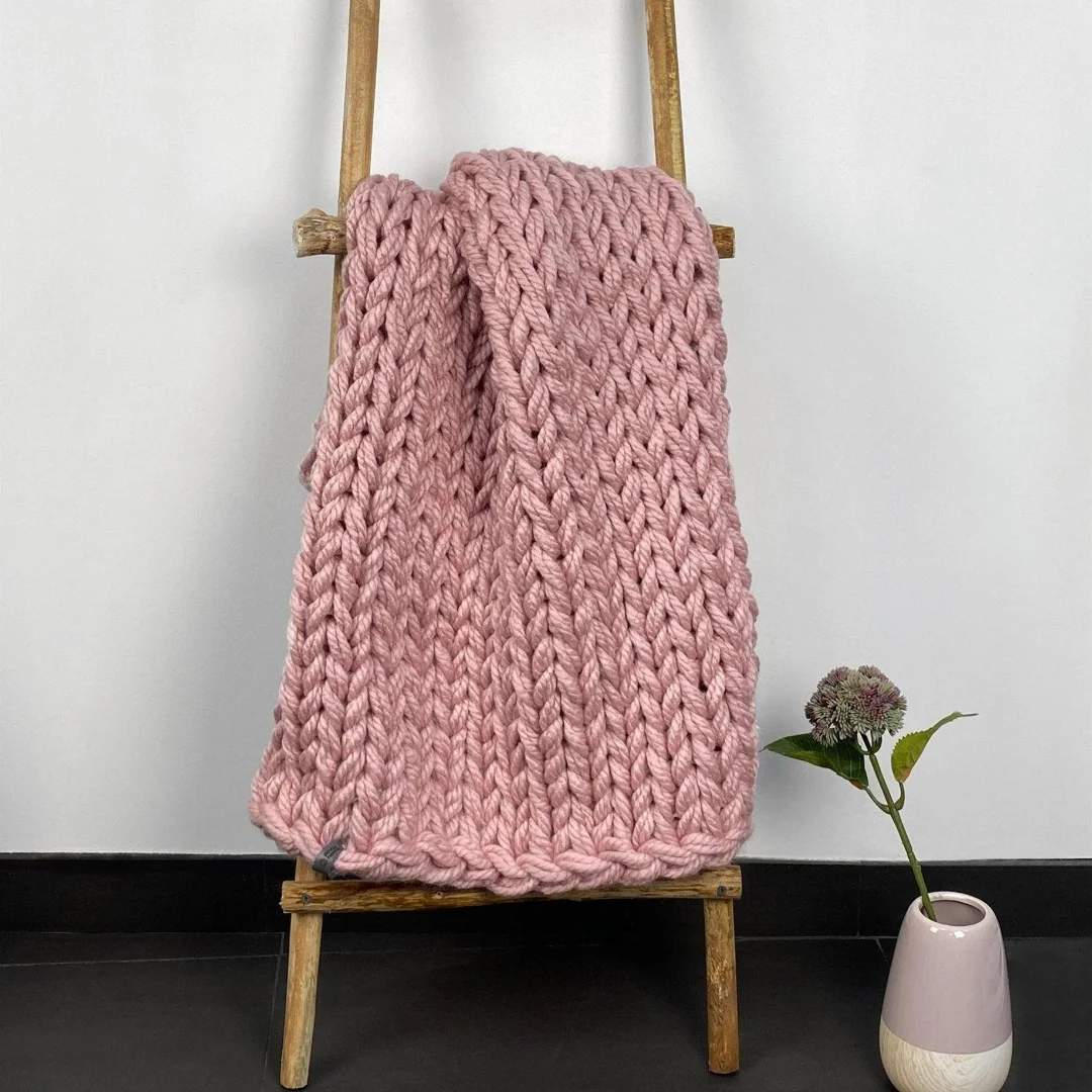Chunky Knit Throw Blanket 50x60 Soft Chenille Cable Knit Blanket image 2