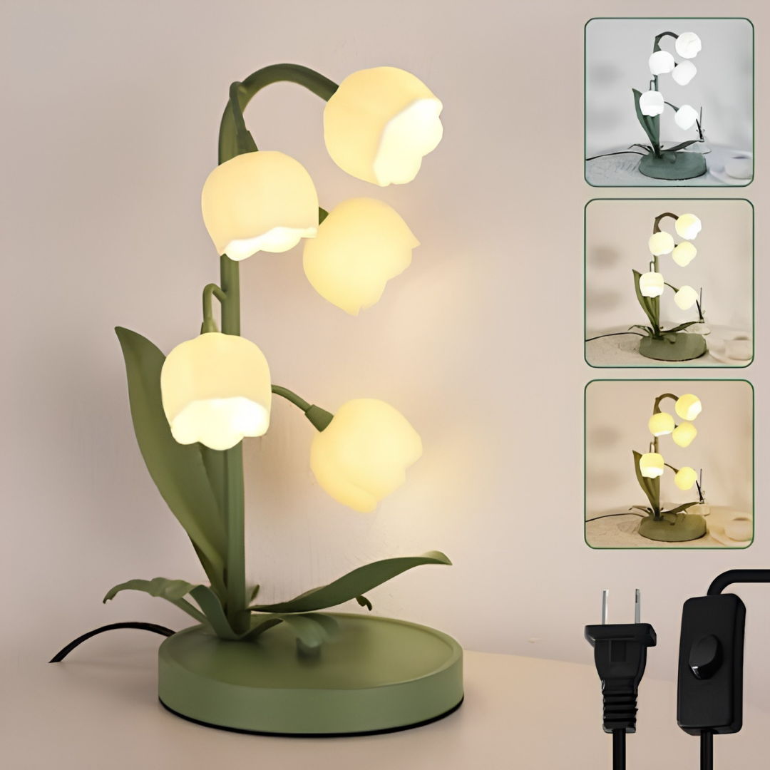 Green Flower Table Lamp LED Bedside Night Light with 3 Color Modes image 2