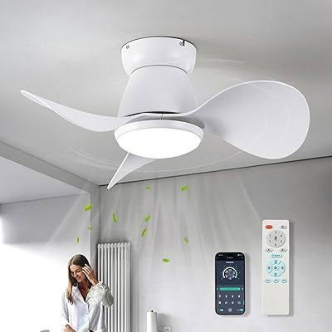 24 Inch Low Profile Ceiling Fan with Light and Remote image 3