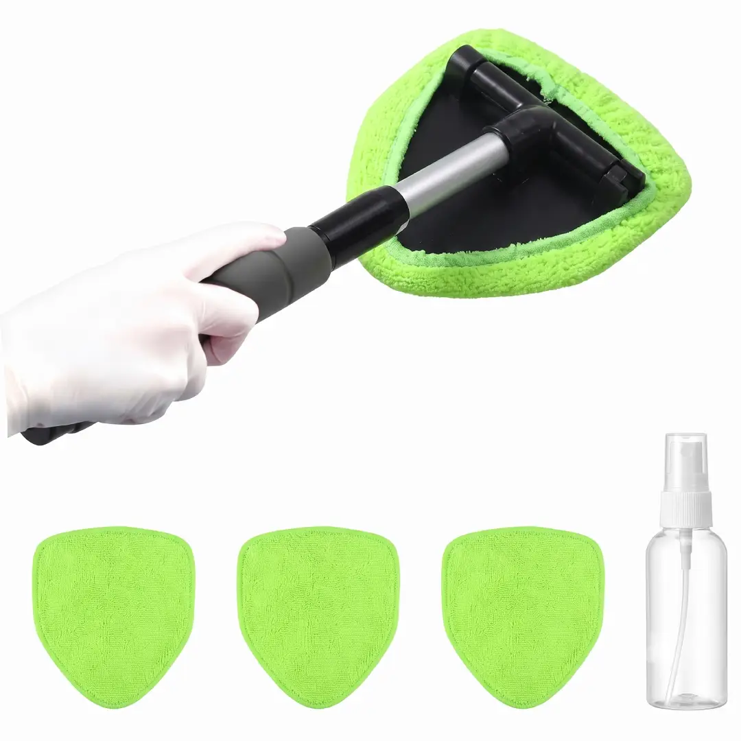 Car Windshield Cleaning Tool with Microfiber Pads image 1