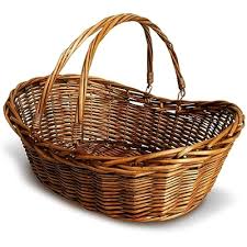 Wald Imports - Medium Wicker Basket with Handle - Dark Brown Hand Woven Harvest Basket - Wicker Flower Basket for Storage, Picnics, Easter, Organizing, and More (17 x 6.5 inches)
