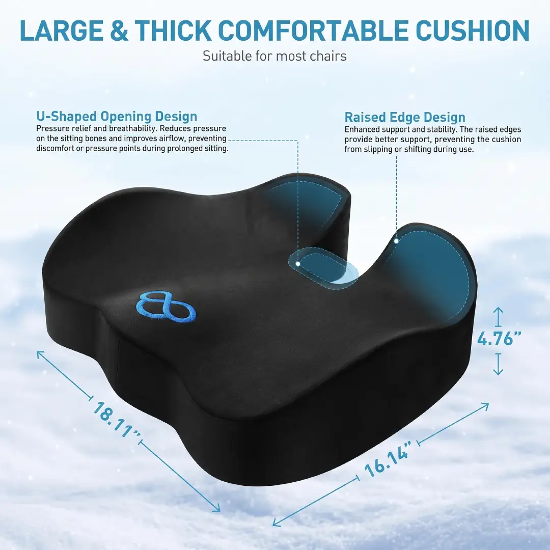 BlissTrends Memory Foam Seat Cushion with Velvet Cover image 3