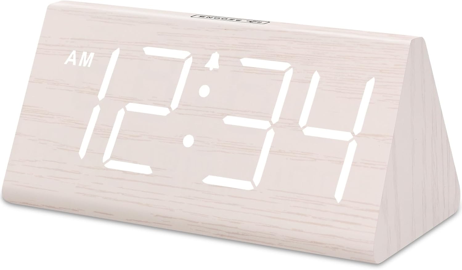 DreamSky Wooden Digital Alarm Clock for Bedroom - Living Room Desk Clock with Large Numbers, Bedside Nightstand Clock with USB Port, Adjustable Volume, Dimmer, DST, Office Wood Décor, Adapter Powered