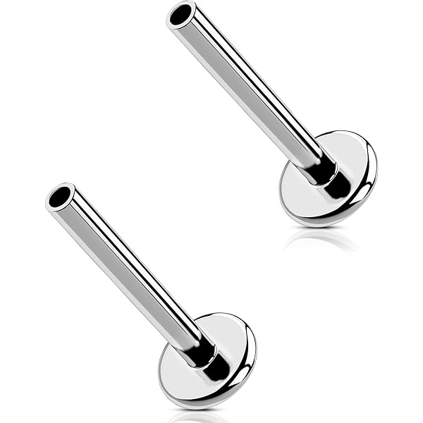G23 Titanium Flat Back Post (Post Only), Threadless Push Pin & Internally Threaded, 16G/18G/20G, 4.5-14mm, Silver/Gold/Black, Round/Heart/Star/Flower Base for Nose, Helix, Tragus