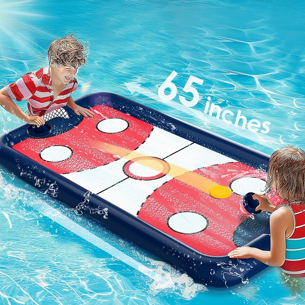 Funscape Kids Hockey Pool Game Toys, Big Inflatable Water Play Floating Toy, Fun Swimming Pool Float, Outdoor Activities Yard Beach Sports, Cool Summer Family Party Gift 5 6 8 10 12 Yr Boys Teen Adult
