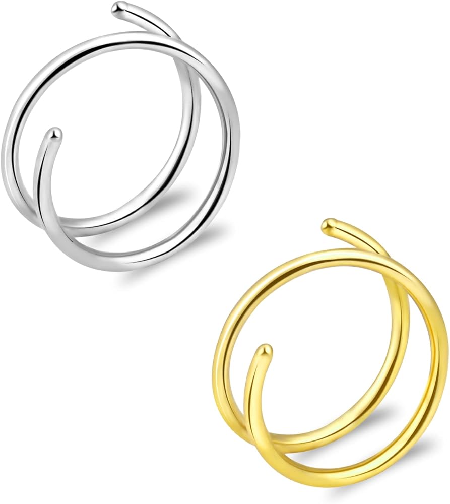 ONESING 20G Double Nose Ring Hoop for Single Piercing - 2-36 Pcs Jewelry for Women