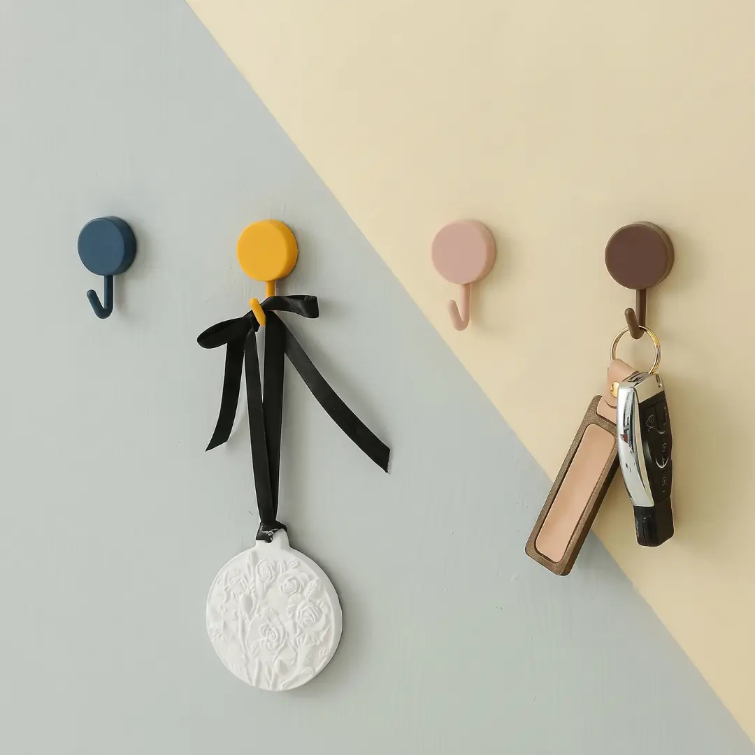 Self-Adhesive Wall Hooks, No-Drill Hanging Hooks for Keys, Clothes, Bags & Towels, Kitchen & Bathroom Organizer image 3