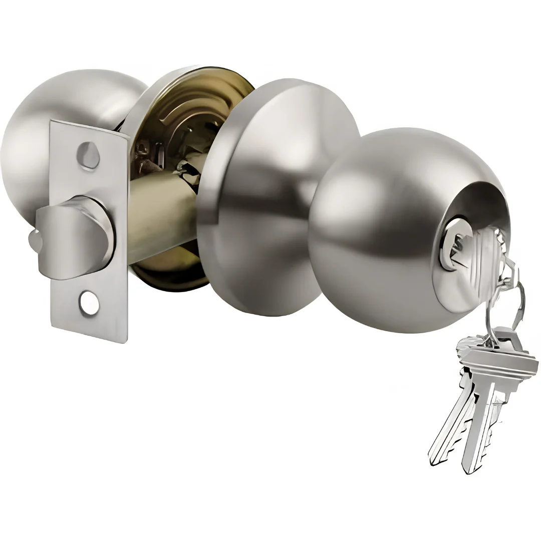 BESTTEN Keyed Entry Door Knob with Lock Heavy Duty Satin Nickel image 1