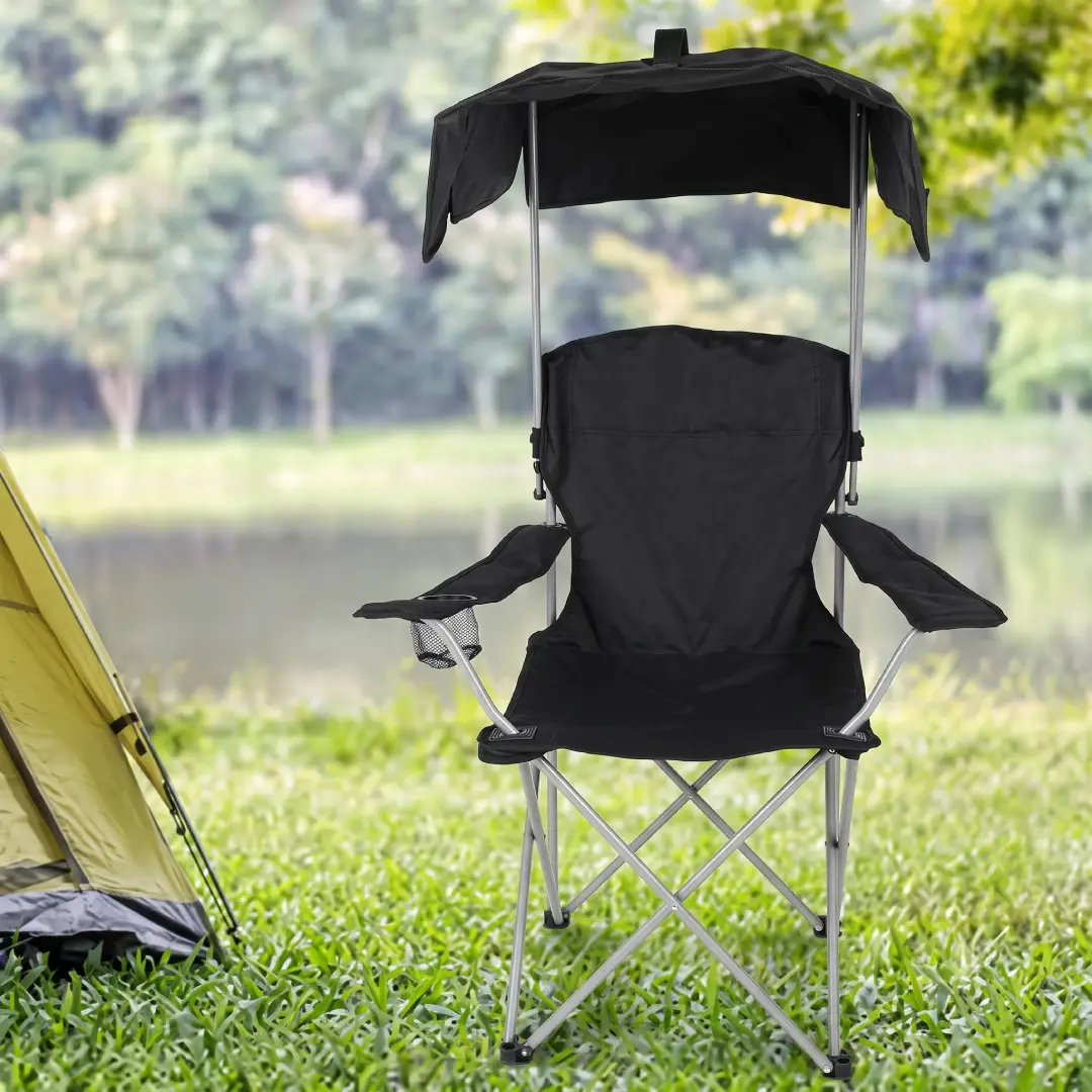 Camping Chair with Canopy Folding Outdoor Chair with Shade image 3