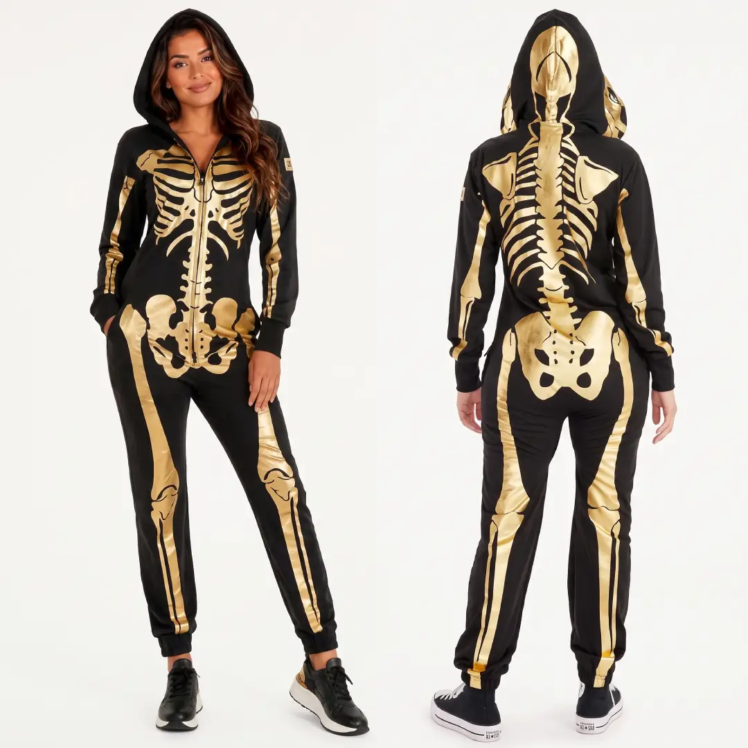 Women’s Skeleton Halloween Jumpsuit Costume – Spooky Party Outfit image 6