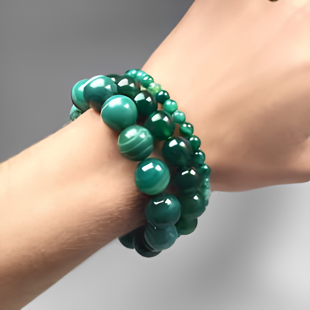 3mm Garnet Aqua Jade Agate Stackable Beaded Bracelet for Women