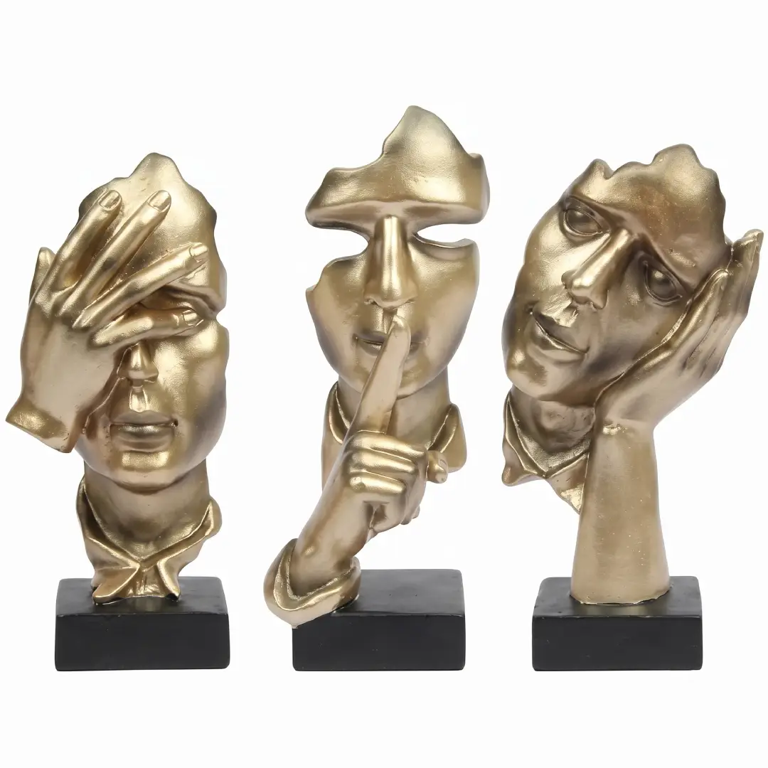 3 Pcs Thinker Statue Abstract Resin Figurines for Home Office Decor image 4