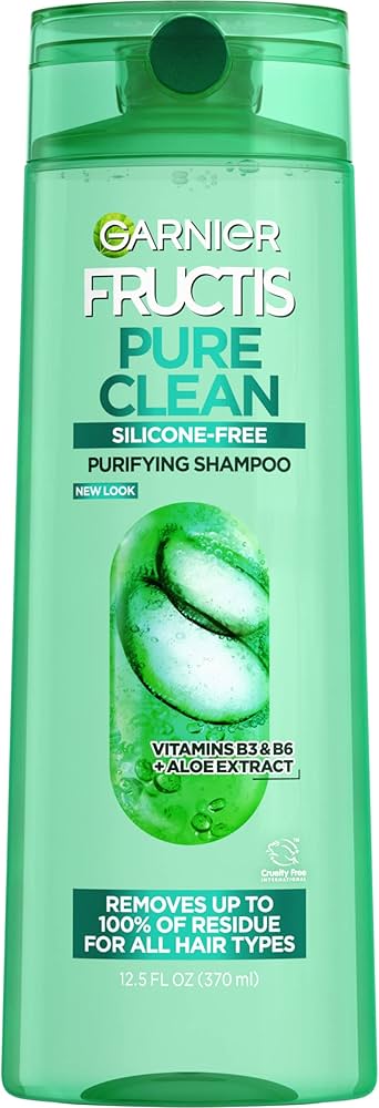 Garnier Fructis Pure Clean Purifying Shampoo, Silicone-Free, 12.5 Fl Oz, 1 Count (Packaging May Vary