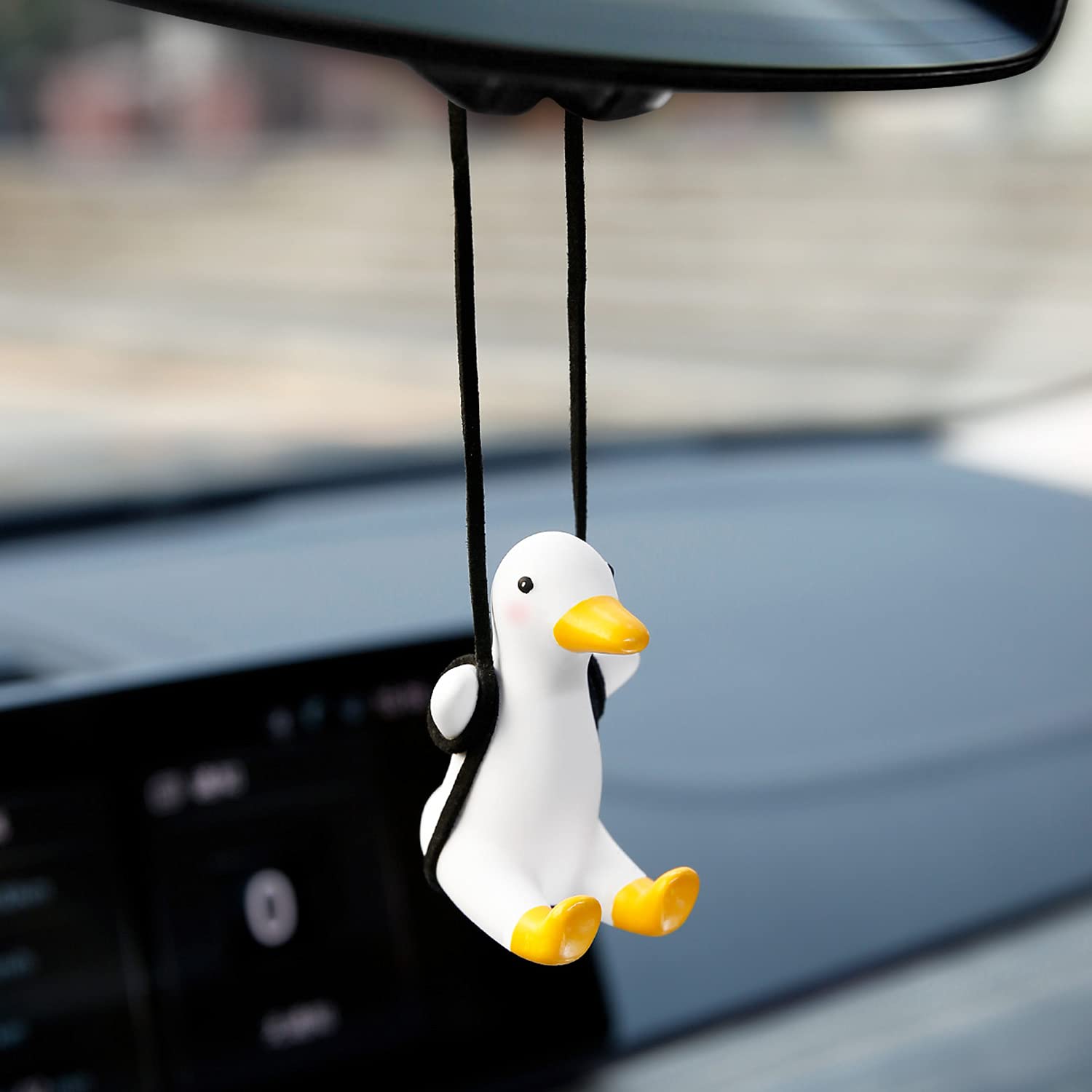 YGMONER Cute Swinging Duck Car Rear View Mirror Hanging Accessories Funny Car Interior Decor Gifts for Women Men (Duck)
