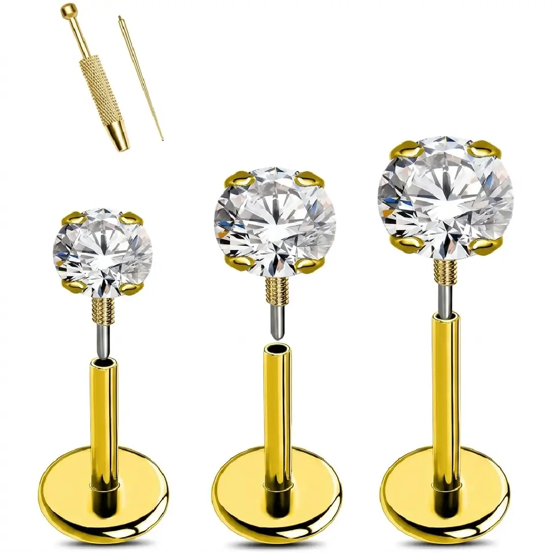 G23 Titanium Threadless Labret Stud for Lip Tragus Monroe Piercing image 1