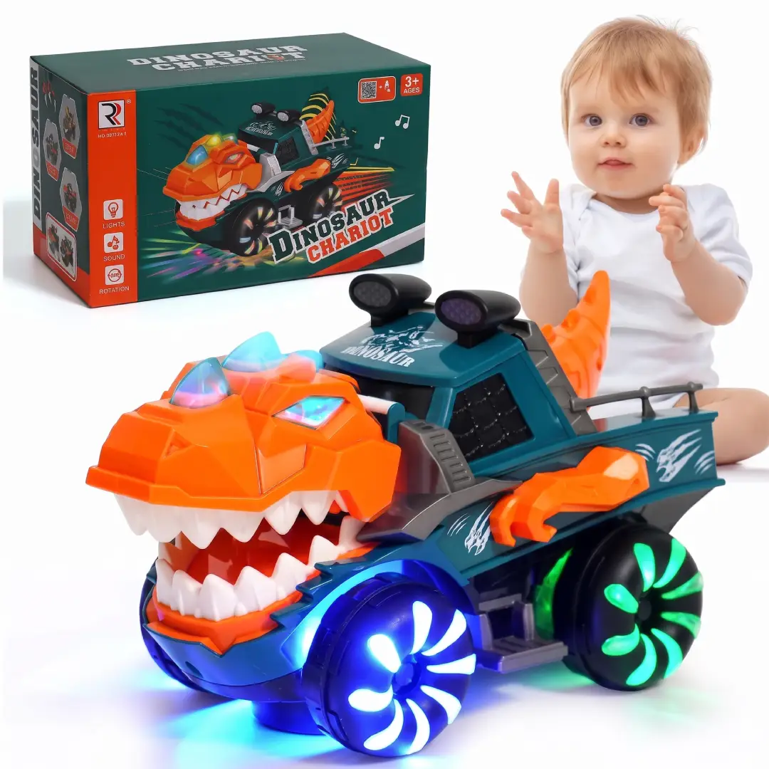 Monster Truck Dinosaur Car Toy with Flashing Lights, Music and Roaring Sounds for Kids Ages 3+ image 1
