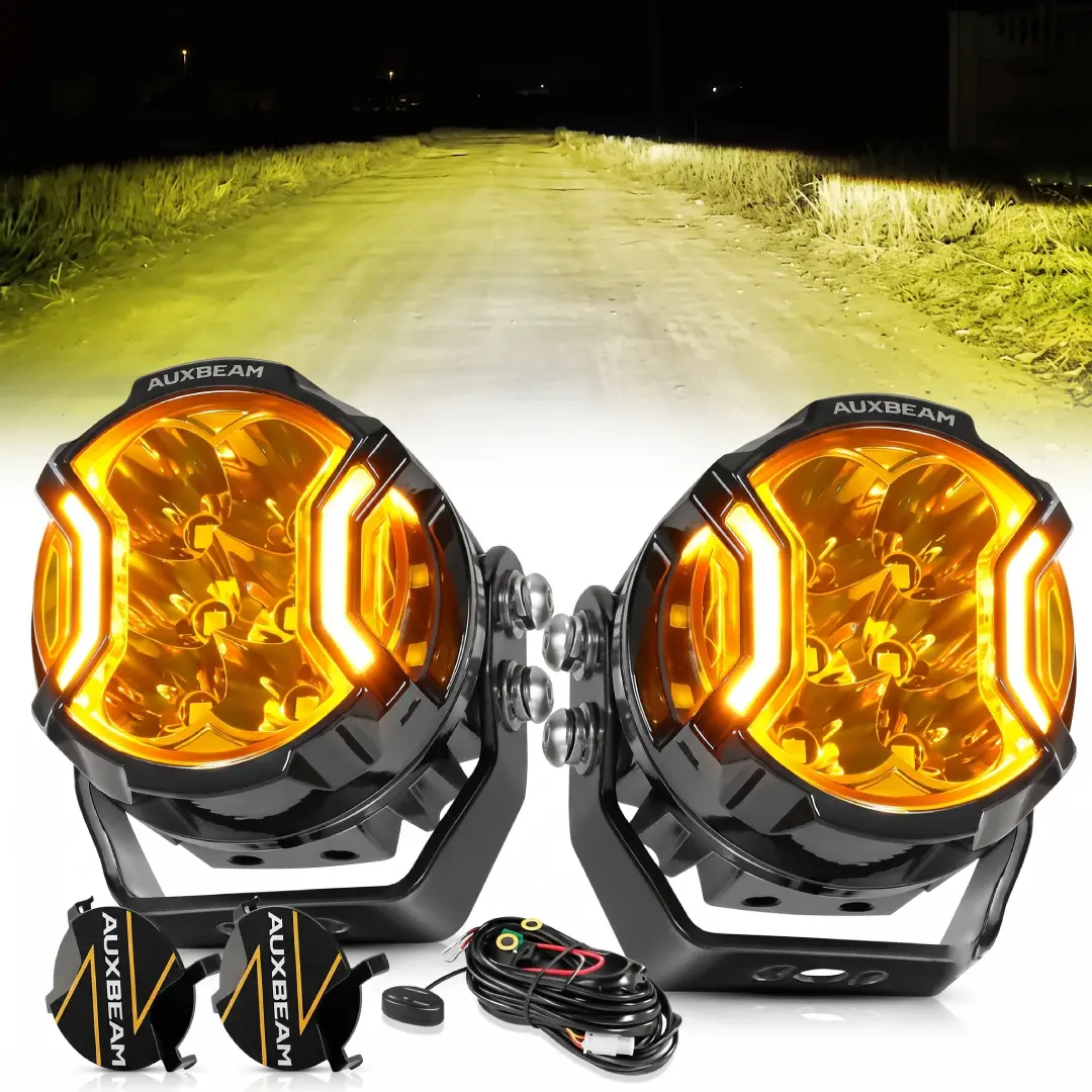 Auxbeam 3 Inch Round Offroad Driving Lights with Amber DRL image 4