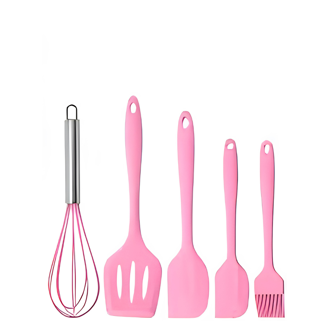 5 Piece Silicone Spatula Set Heat Resistant Kitchen Utensils