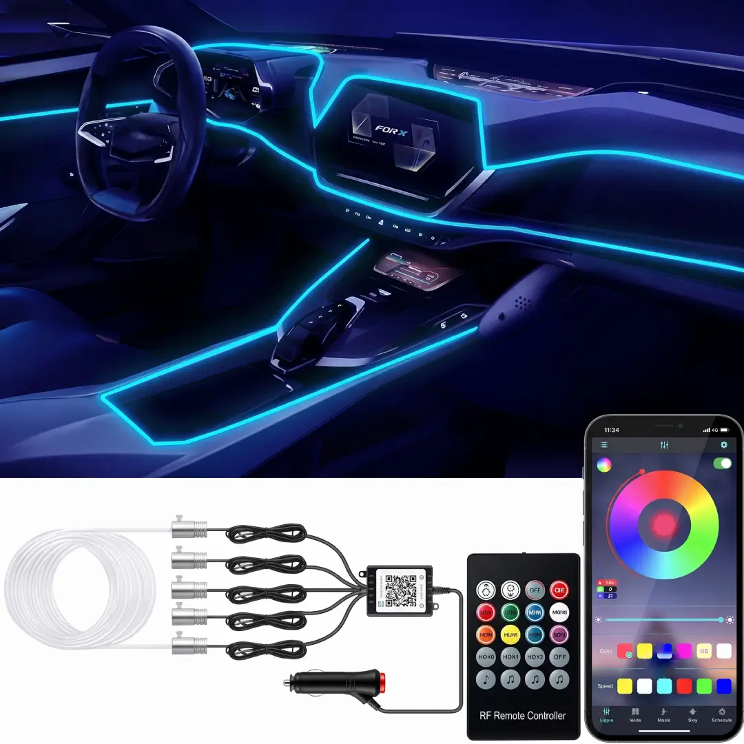 Car Interior LED Strip Lights 12V Ambient Lighting with App and Remote image 4