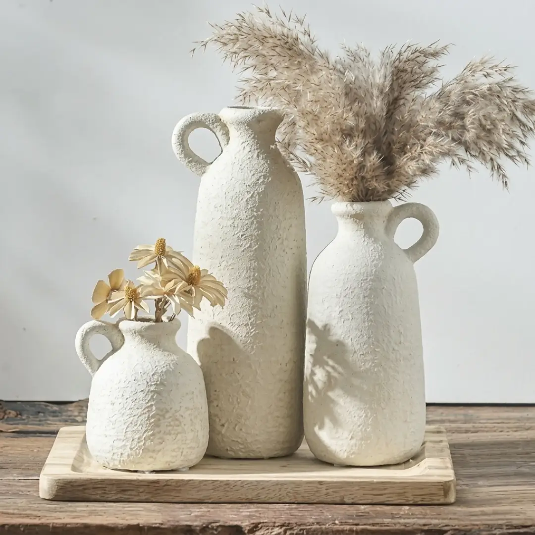 Ceramic Vase Set of 3 for Modern Farmhouse Decor image 1