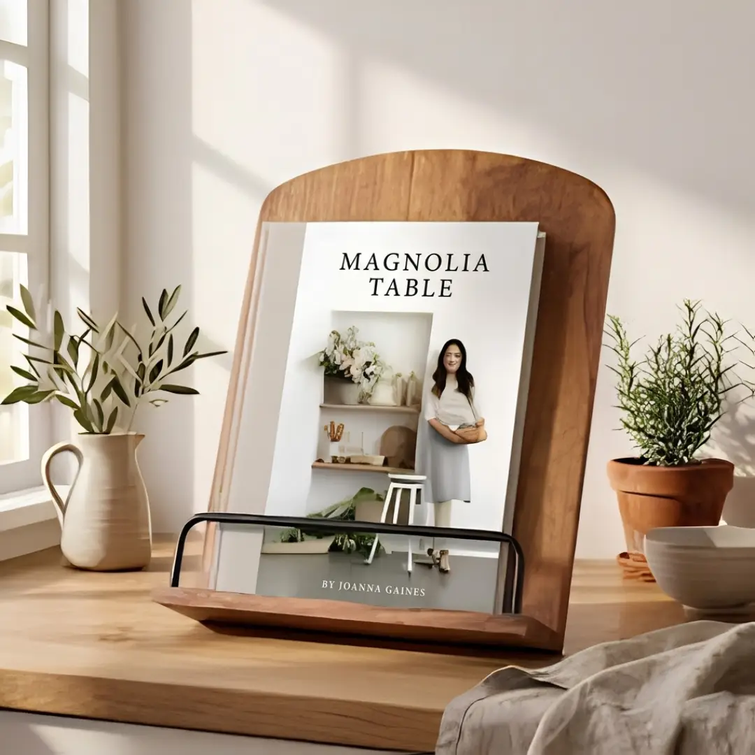 Bamboo Cookbook Stand with Measurement Conversion Chart image 2