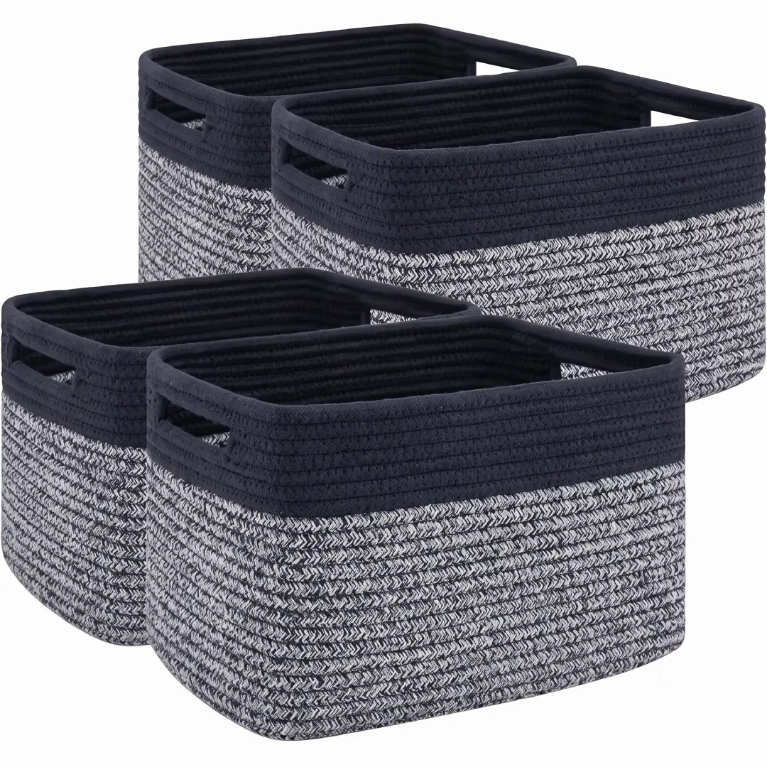 4 Pack Woven Storage Baskets for Shelves Toys and Clothes image 2