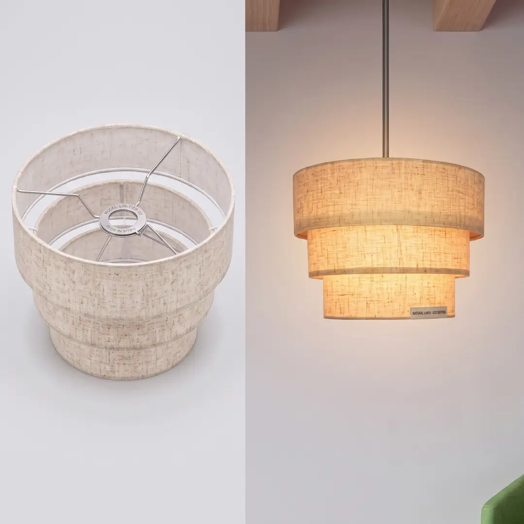 Boho Rattan Lamp Shade Replacement 3-Tier Drum Cover image 3
