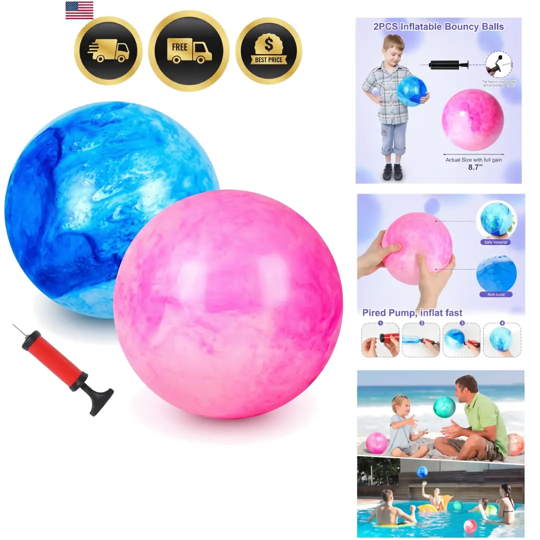 Inflatable Playground Balls 2 Pack 8.7 Inch Bouncy Kickballs image 2