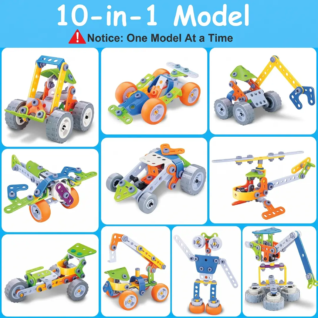 10-in-1 STEM Building Toys for Kids Ages 4–8+ – Educational Construction & Learning Activity Set for Boys & Girls image 6
