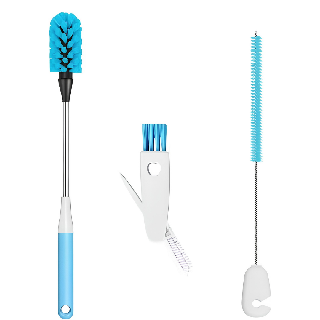 3-in-1 Long Handle Bottle Brush with Straw and Lid Cleaner