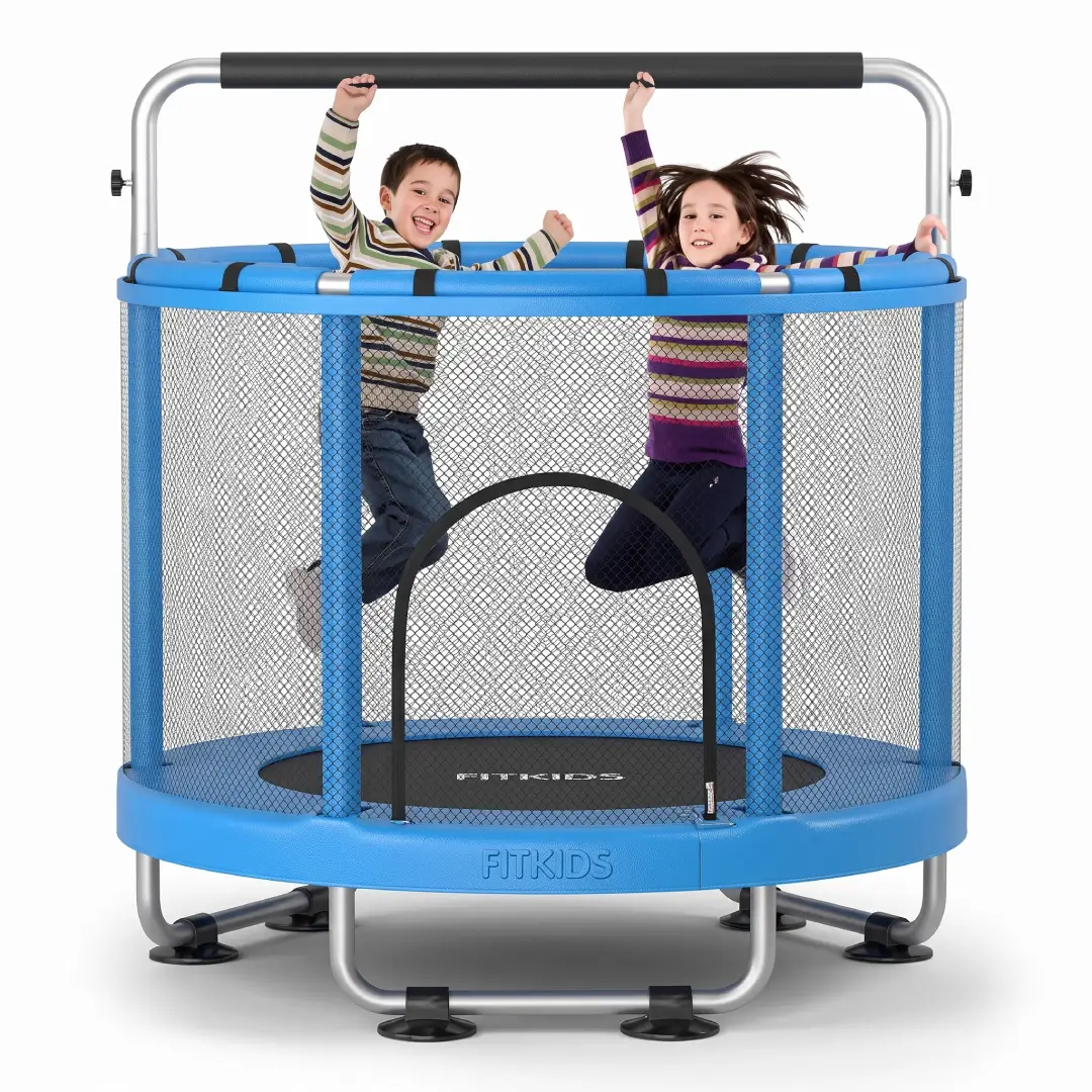 55-Inch Kids Trampoline with Safety Enclosure & Adjustable Gymnastics Bar image 5