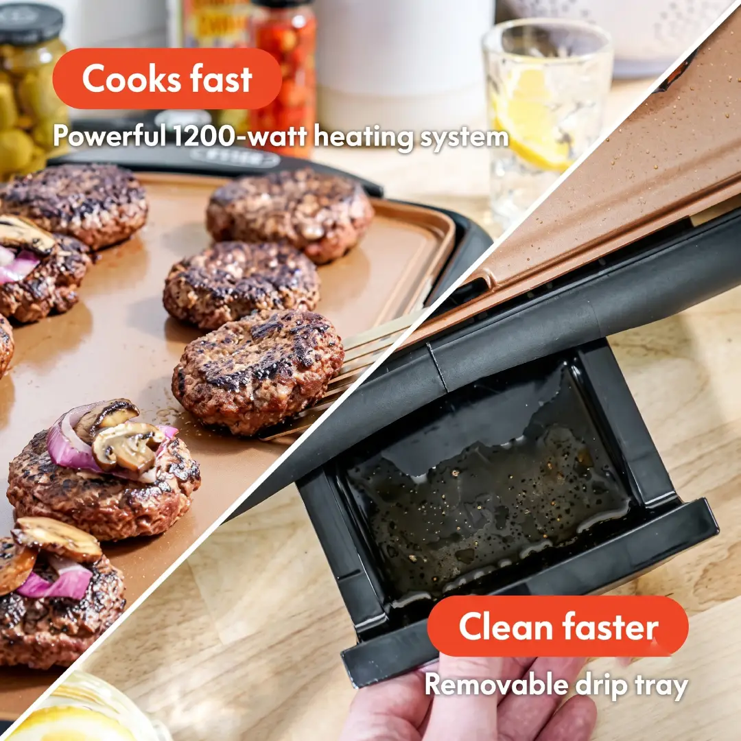 BELLA Electric Griddle with Crumb Tray 10 x 16