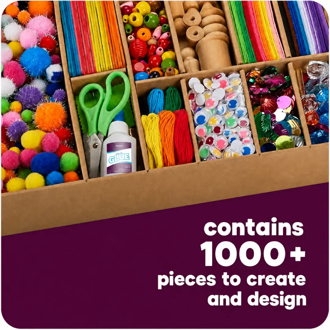1,000-Piece Kids Arts & Crafts Kit – Creative Craft Supplies Set for DIY Projects