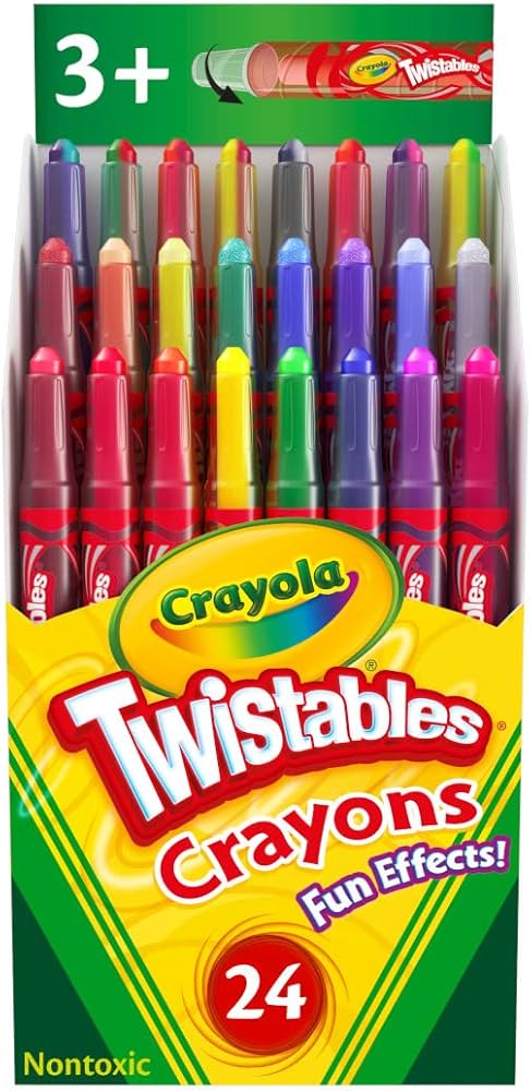 Crayola Twistables Crayons for Kids (24ct) No Sharpen Toddler Coloring Supplies, Less Mess, Easter Basket Stuffers & Gifts for Boys & Girls, Ages 3, 4, 5