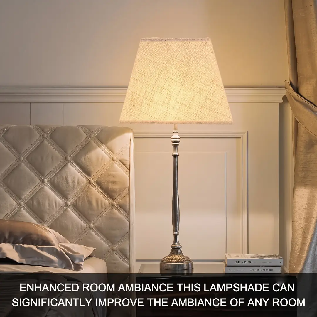 Beige Square Linen Lamp Shade Replacement 13 Inch image 2