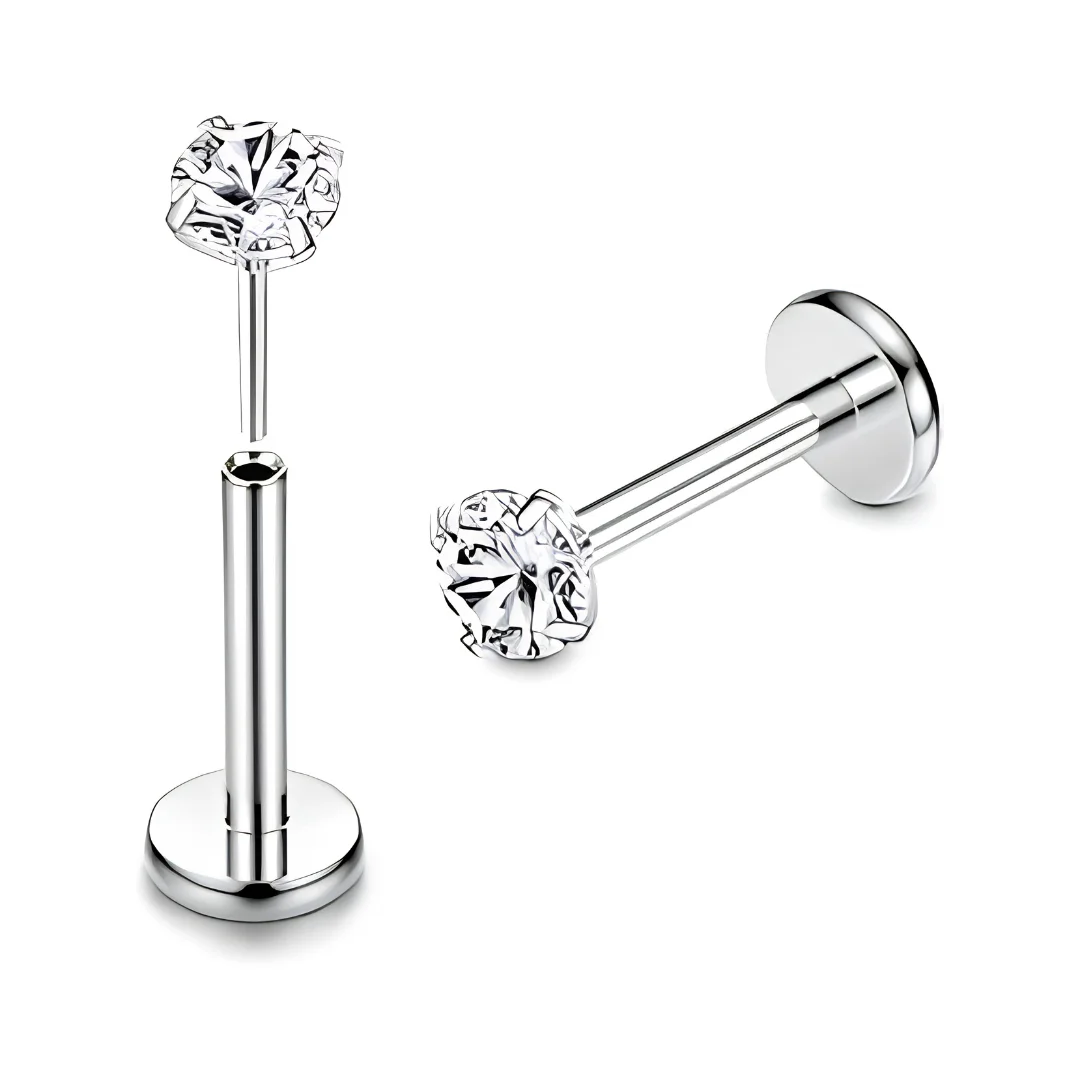 G23 Titanium Threadless Labret Stud for Lip Tragus Monroe Piercing