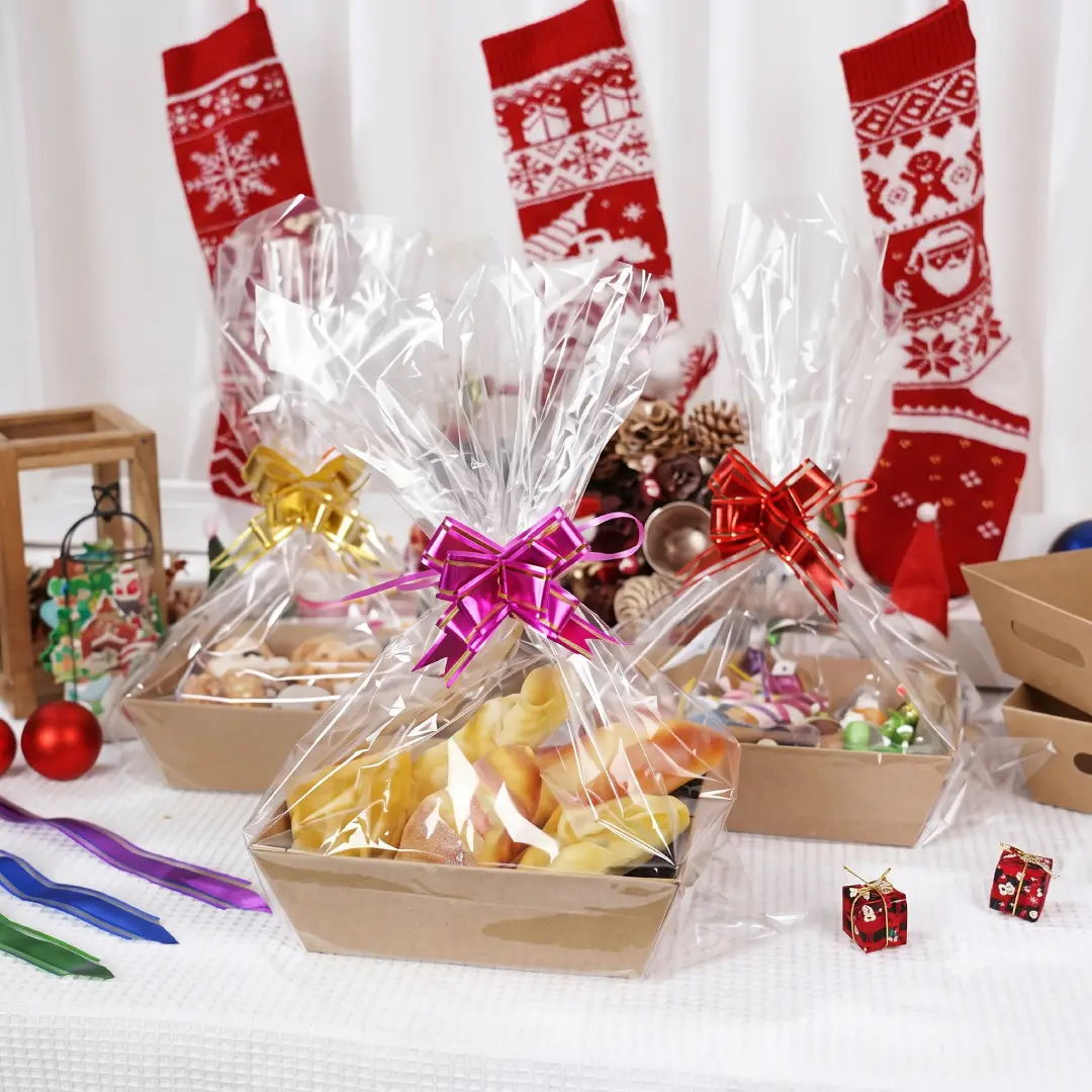 50 Pcs Empty Gift Basket Set with Bags and Pull Bows image 3