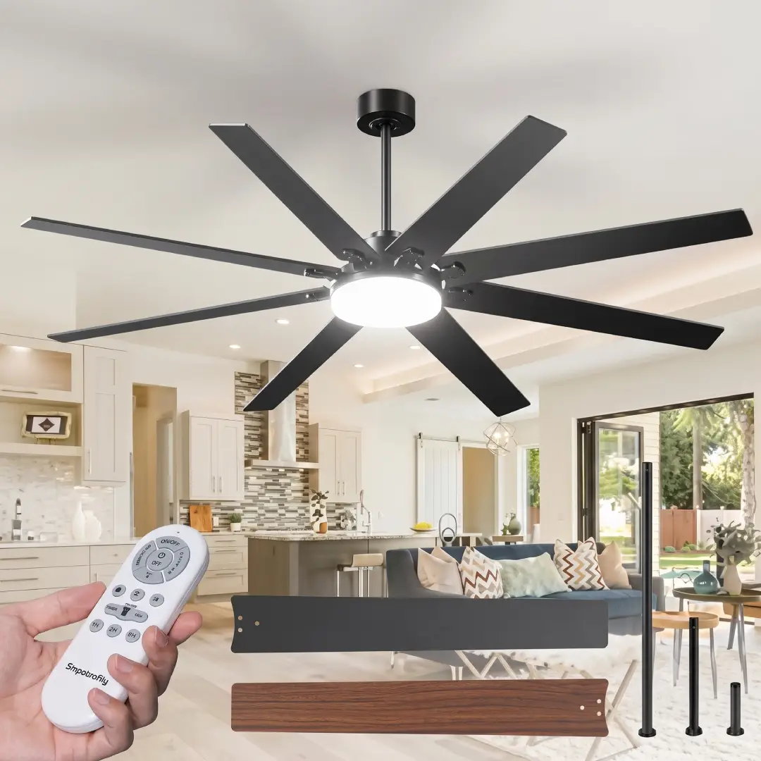 72 Inch Ceiling Fan with Lights Remote Control and Dimmable 3CCT image 1
