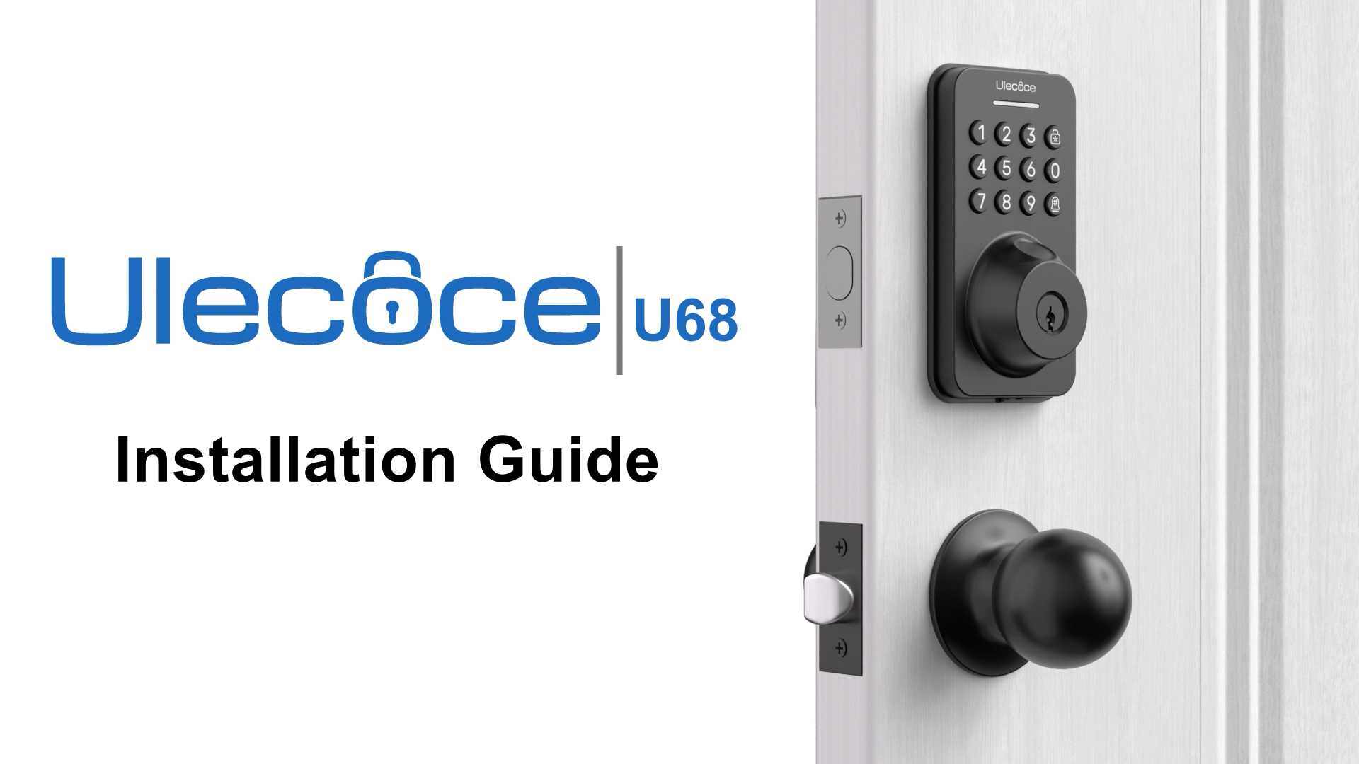 Ulecoce Keyless Entry Door Lock with Handle Set - Built-in WiFi, Fingerprint, App Control & Doorbell, Electronic Keypad Deadbolt with One-Time Code, Auto-Locking, Easy to Install